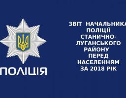 ЗВІТ  НАЧАЛЬНИКА ПОЛІЦІЇ СТАНИЧНО-ЛУГАНСЬКОГО РАЙОНУ  ПЕРЕД НАСЕЛЕННЯМ ЗА 2018 РІК